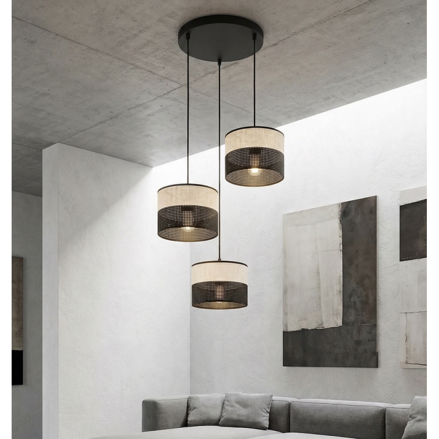 Suspension sur câble KARBON 3xE27/15W/230V noir/gris