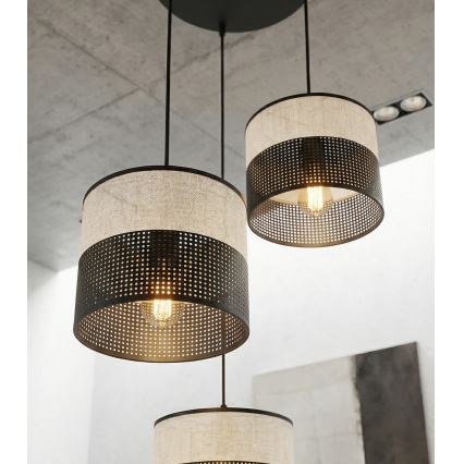 Suspension sur câble KARBON 3xE27/15W/230V noir/gris