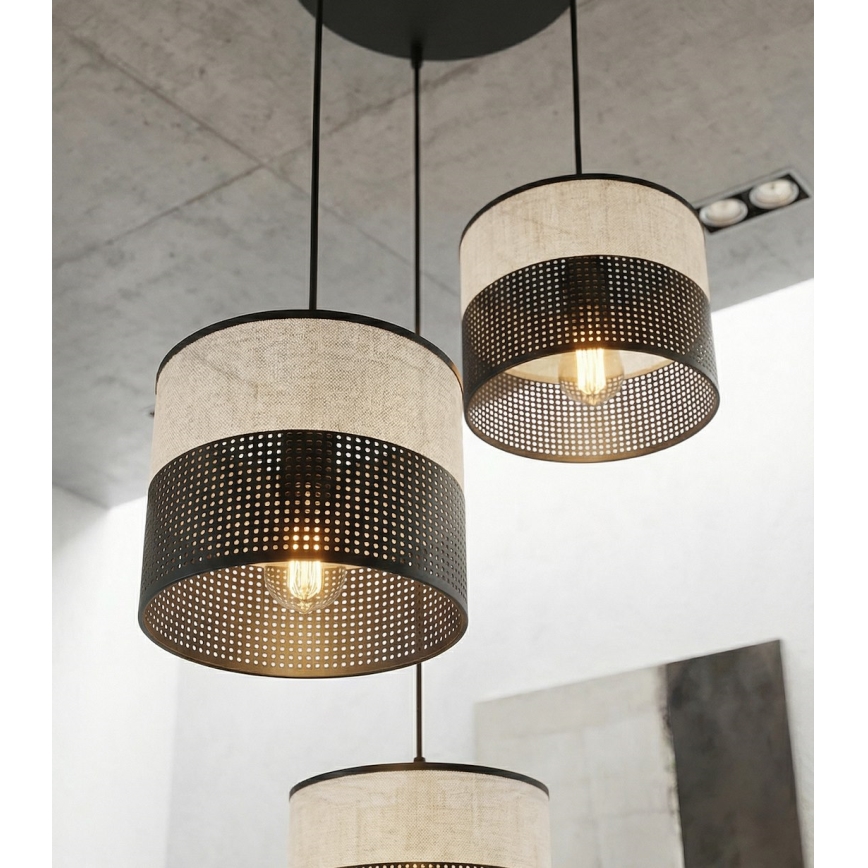 Suspension sur câble KARBON 3xE27/15W/230V noir/gris