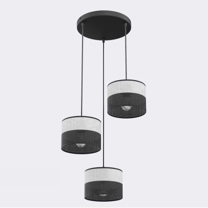 Suspension sur câble KARBON 3xE27/15W/230V noir/gris