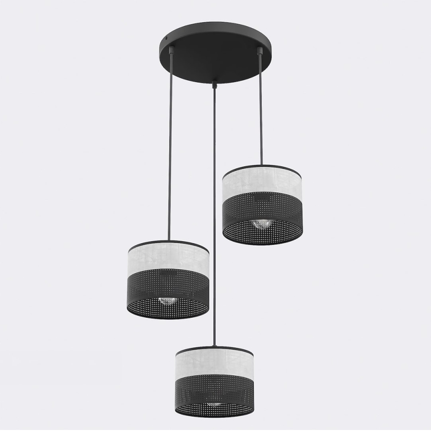 Suspension sur câble KARBON 3xE27/15W/230V noir/gris