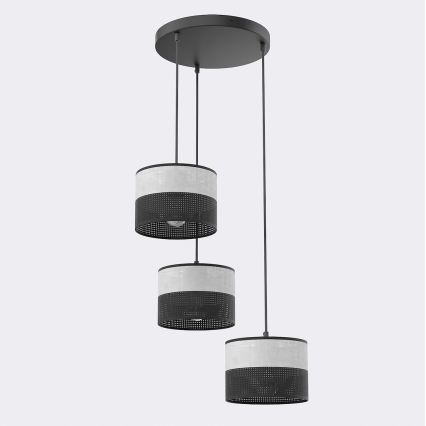 Suspension sur câble KARBON 3xE27/15W/230V noir/gris