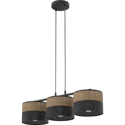 Suspension sur câble KARBON 3xE27/15W/230V noir/marron