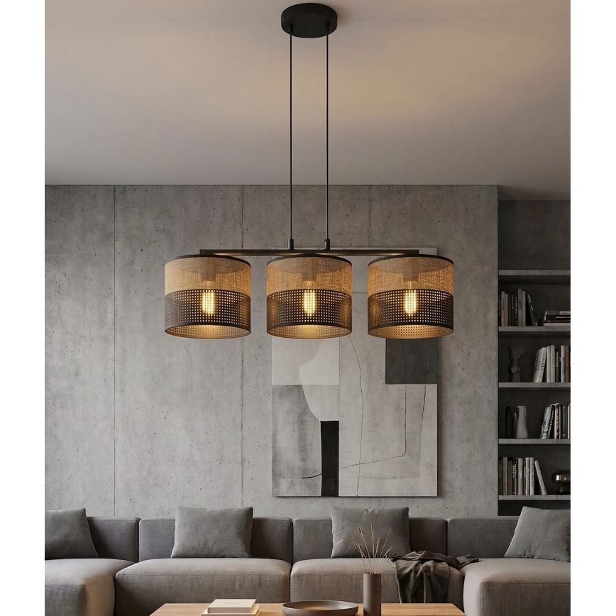 Suspension sur câble KARBON 3xE27/15W/230V noir/marron