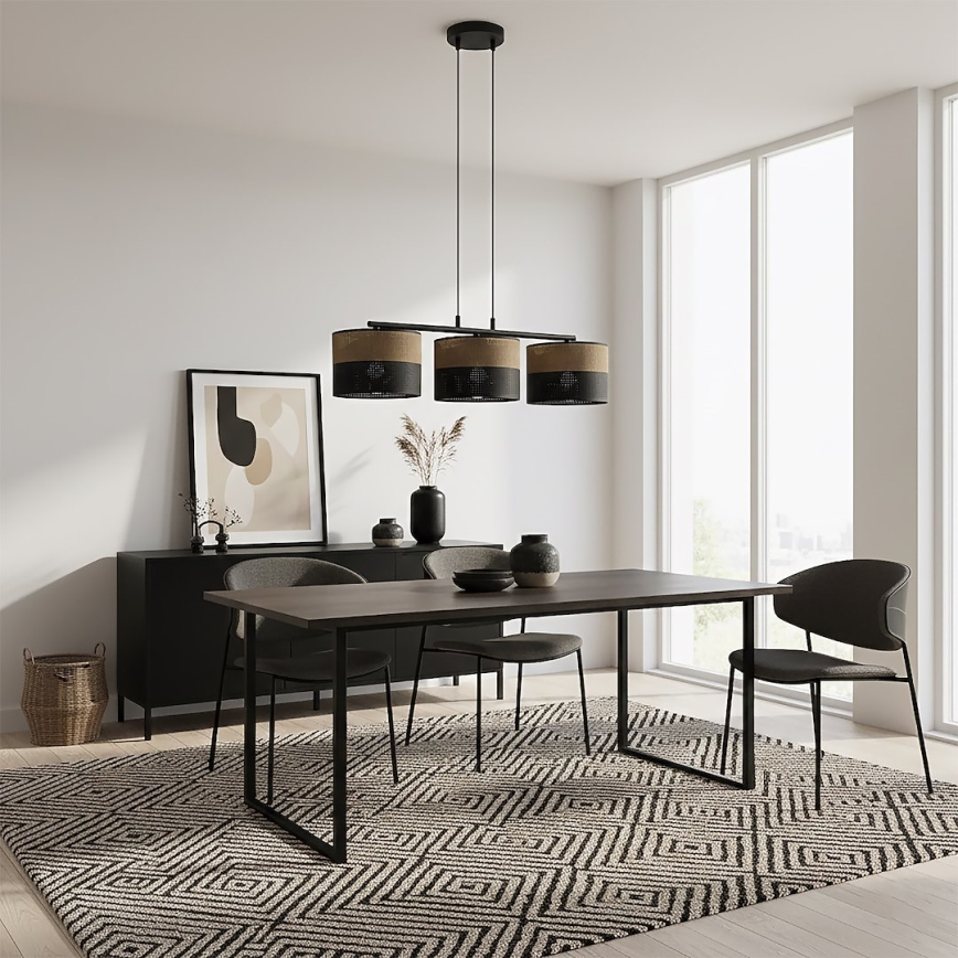 Suspension sur câble KARBON 3xE27/15W/230V noir/marron
