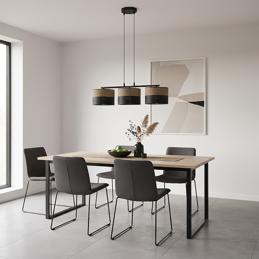 Suspension sur câble KARBON 3xE27/15W/230V noir/marron
