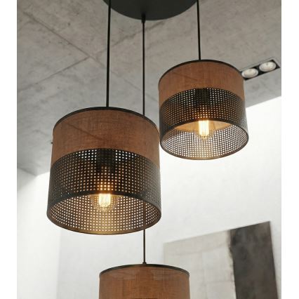 Suspension sur câble KARBON 3xE27/15W/230V noir/marron