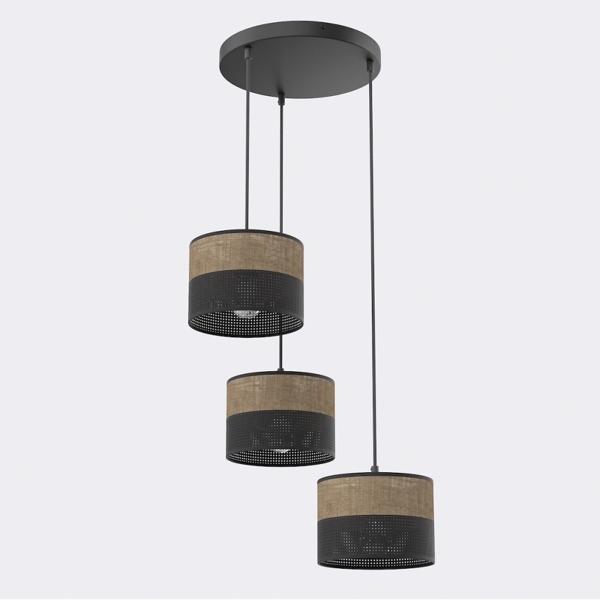 Suspension sur câble KARBON 3xE27/15W/230V noir/marron