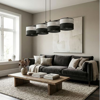 Suspension sur câble KARBON 4xE27/15W/230V noir/gris