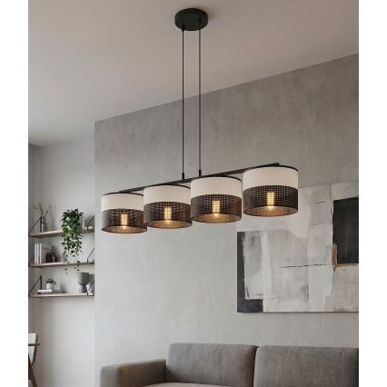 Suspension sur câble KARBON 4xE27/15W/230V noir/gris