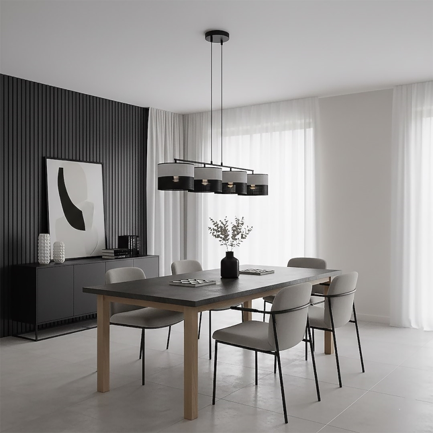 Suspension sur câble KARBON 4xE27/15W/230V noir/gris
