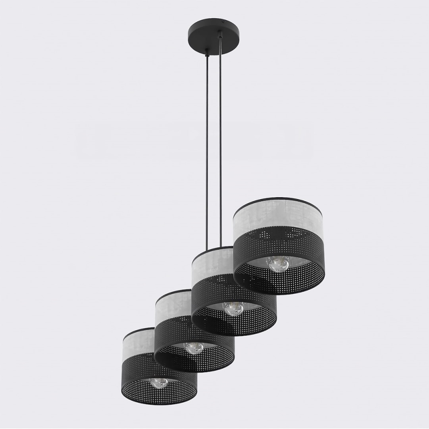 Suspension sur câble KARBON 4xE27/15W/230V noir/gris