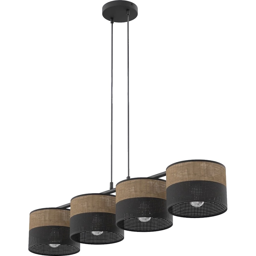 Suspension sur câble KARBON 4xE27/15W/230V noir/marron