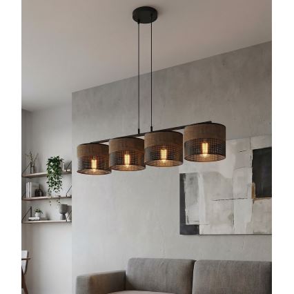 Suspension sur câble KARBON 4xE27/15W/230V noir/marron