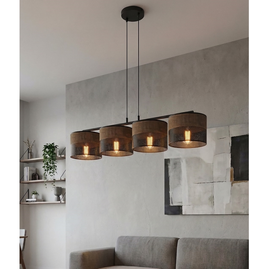 Suspension sur câble KARBON 4xE27/15W/230V noir/marron
