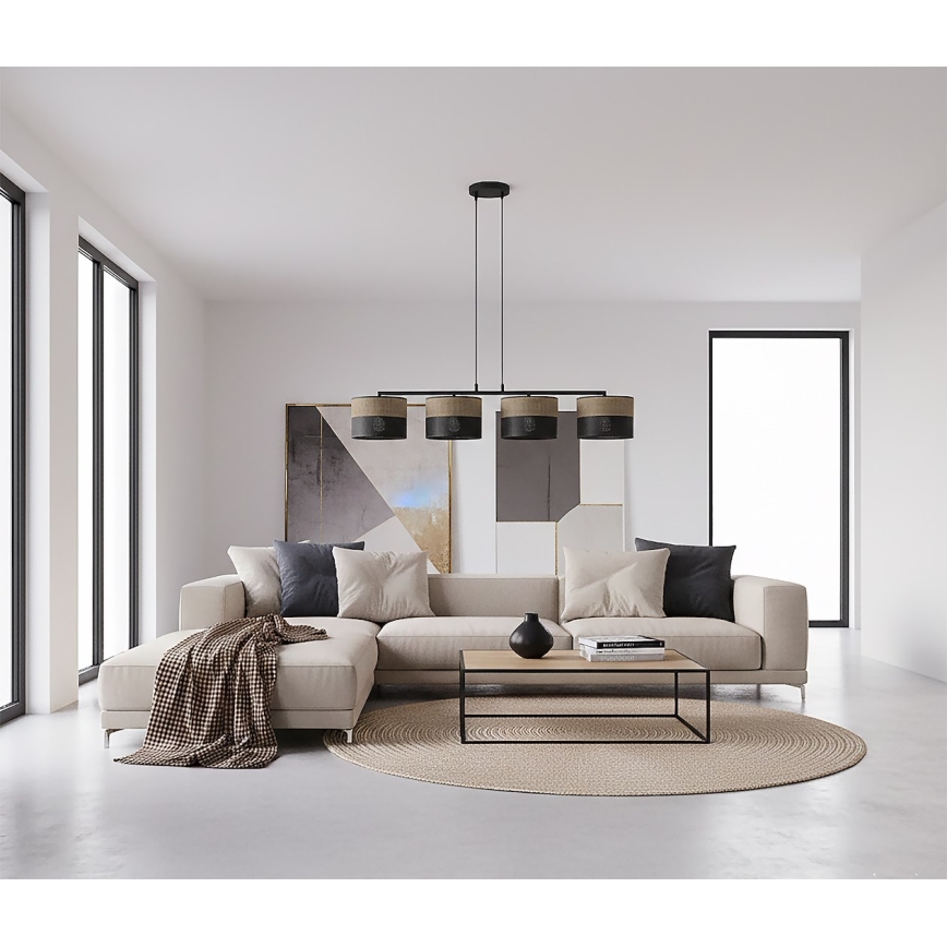 Suspension sur câble KARBON 4xE27/15W/230V noir/marron