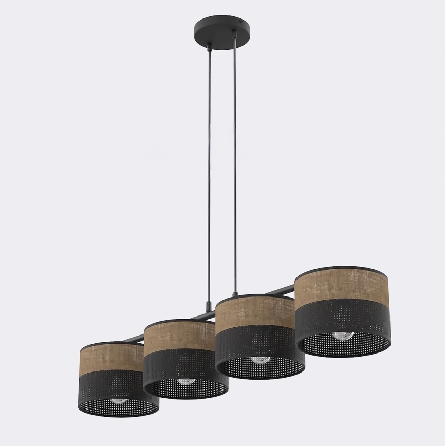 Suspension sur câble KARBON 4xE27/15W/230V noir/marron