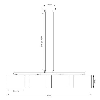 Suspension sur câble KARBON 4xE27/15W/230V noir/marron