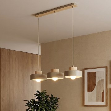 Suspension sur câble KIVI 3xE27/15W/230V beige