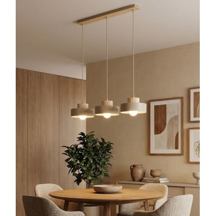 Suspension sur câble KIVI 3xE27/15W/230V beige