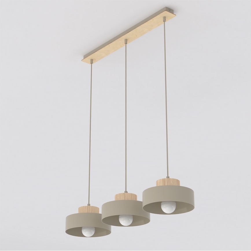 Suspension sur câble KIVI 3xE27/15W/230V beige