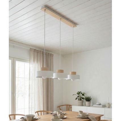 Suspension sur câble KIVI 3xE27/15W/230V blanche