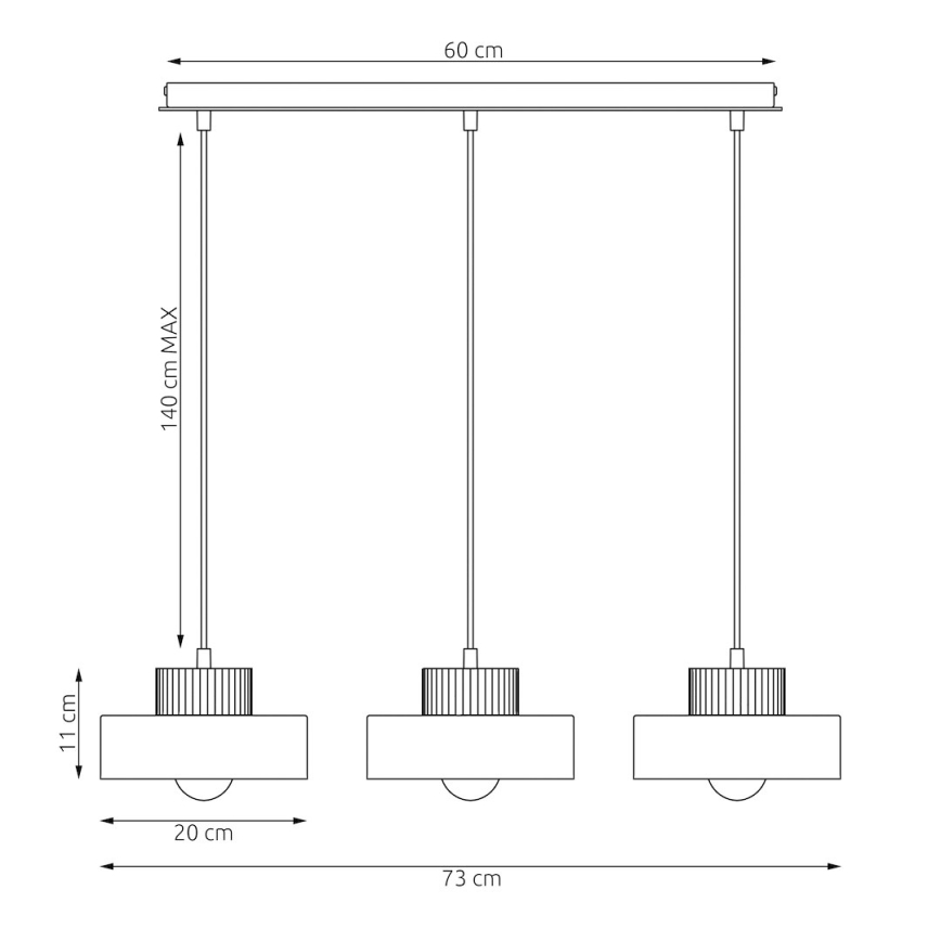 Suspension sur câble KIVI 3xE27/15W/230V blanche