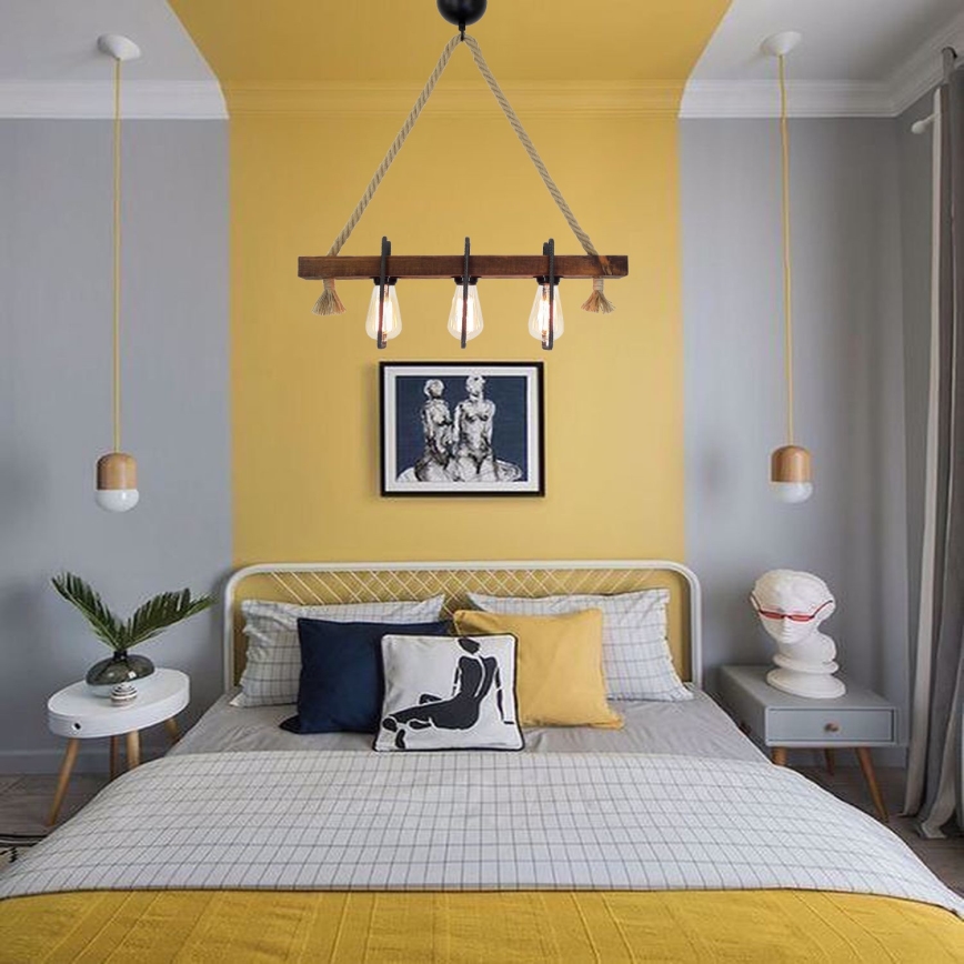 Suspension sur câble KUTUK 3xE27/40W/230V en pin