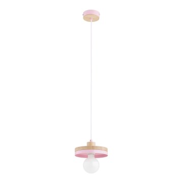 Suspension sur câble LARSO 1xE27/15W/230V rose/beige