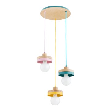 Suspension sur câble LARSO 3xE27/15W/230V multicolore