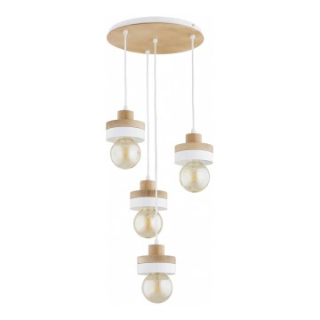 Suspension sur câble LARSO 4xE27/15W/230V blanc/beige