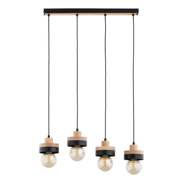 Suspension sur câble LARSO 4xE27/15W/230V noire/beige