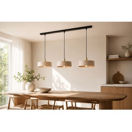 Suspension sur câble LATTE 3xE27/60W/230V beige/noir/doré