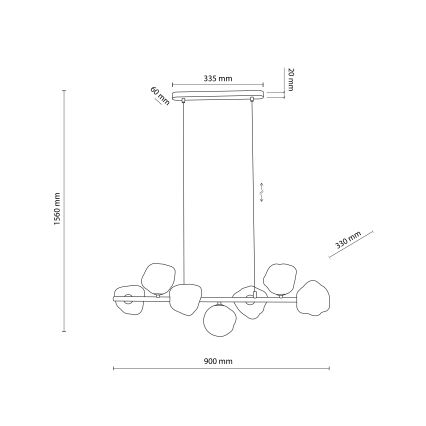 Suspension sur câble LAVA 7xG9/8W/230V beige/beige fumé