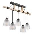 Suspension sur câble LEANDRA 5xE27/15W/230V chêne/noir