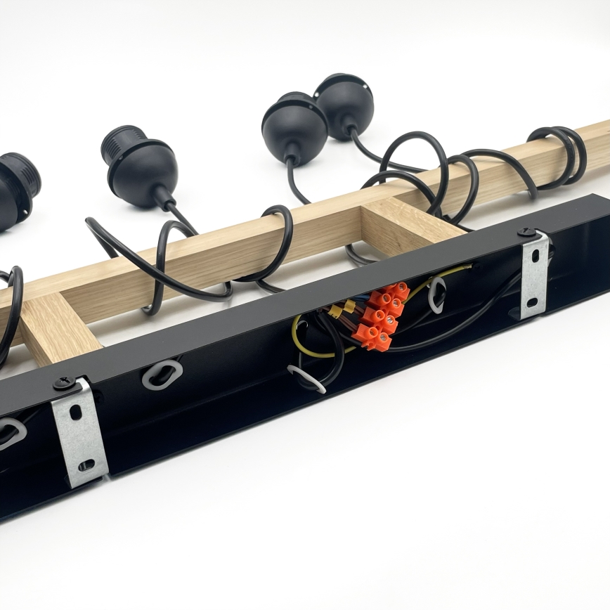 Suspension sur câble LEANDRA 5xE27/15W/230V chêne/noir