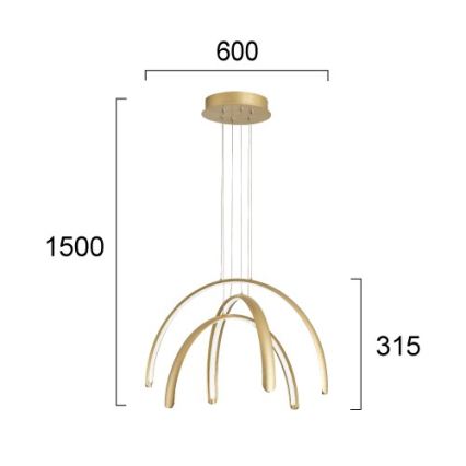 Suspension sur câble LED MEGAN LED/41W/230V dorée