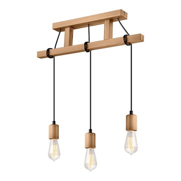Suspension sur câble LEON 3xE27/60W/230V hêtre