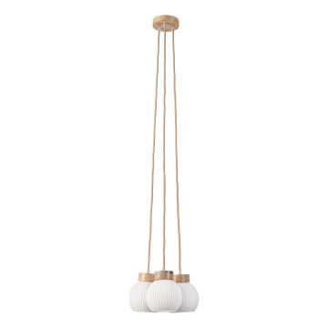 Suspension sur câble LOOMIS 3xE27/15W/230V 130 cm beige/chêne