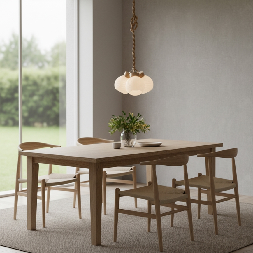 Suspension sur câble LOOMIS 3xE27/15W/230V 130 cm beige/chêne