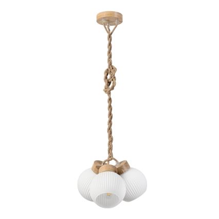 Suspension sur câble LOOMIS 3xE27/15W/230V 130 cm beige/chêne