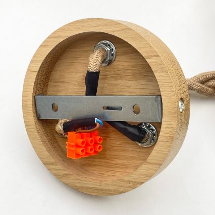 Suspension sur câble LOOMIS 3xE27/15W/230V 130 cm beige/chêne