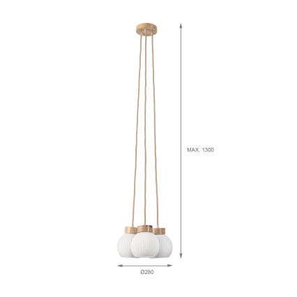 Suspension sur câble LOOMIS 3xE27/15W/230V 130 cm beige/chêne