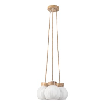 Suspension sur câble LOOMIS 3xE27/15W/230V 83 cm beige/chêne