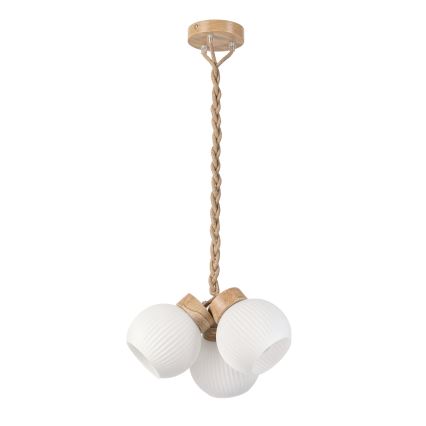 Suspension sur câble LOOMIS 3xE27/15W/230V 83 cm beige/chêne