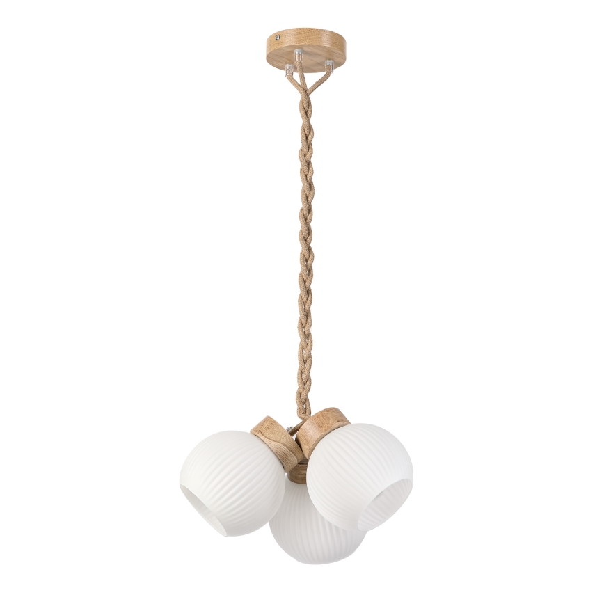 Suspension sur câble LOOMIS 3xE27/15W/230V 83 cm beige/chêne