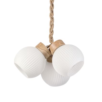 Suspension sur câble LOOMIS 3xE27/15W/230V 83 cm beige/chêne