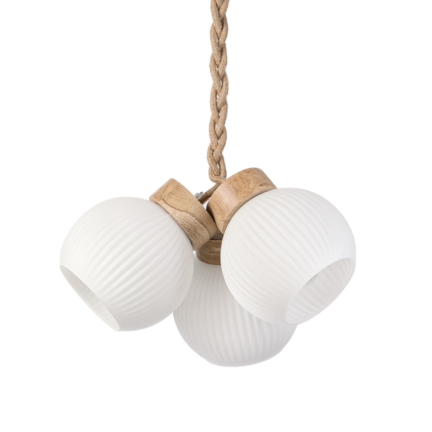 Suspension sur câble LOOMIS 3xE27/15W/230V 83 cm beige/chêne