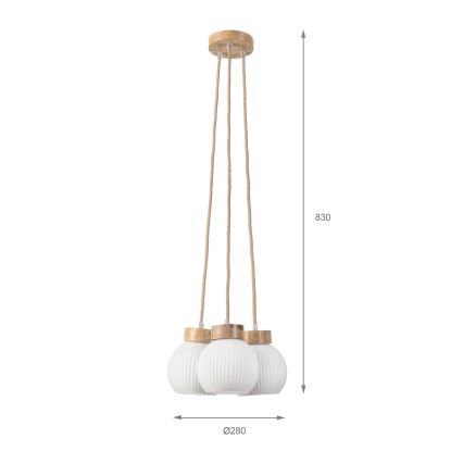 Suspension sur câble LOOMIS 3xE27/15W/230V 83 cm beige/chêne