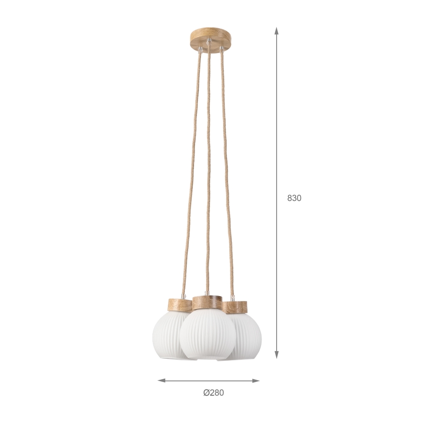Suspension sur câble LOOMIS 3xE27/15W/230V 83 cm beige/chêne